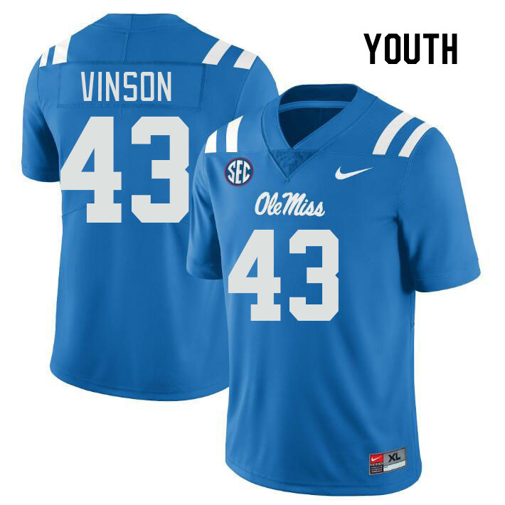 Youth #43 Rayf Vinson Ole Miss Rebels College Football Jerseys Stitched Sale-Power Blue